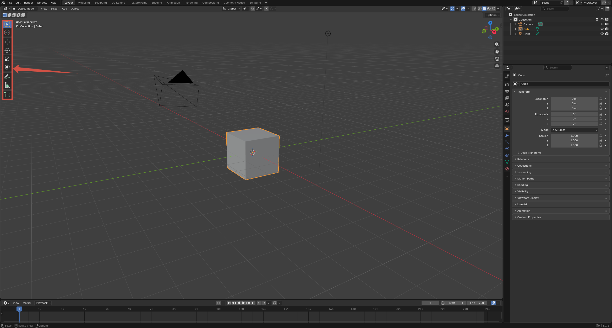 Blender left toolbar for selection and transform tools