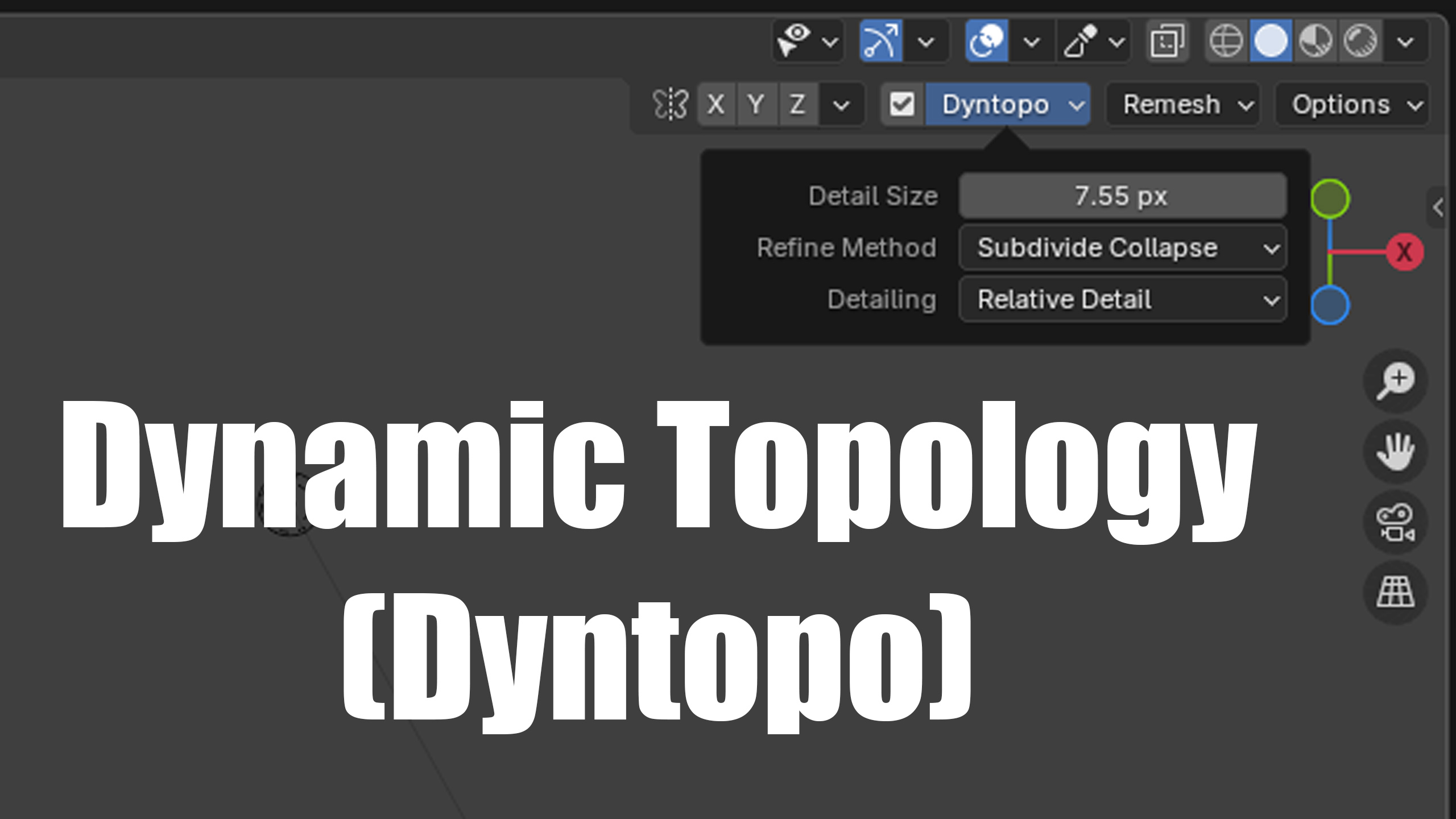 Dynamic Topology Dyntopo settings in Blender Sculpt Mode toolbar