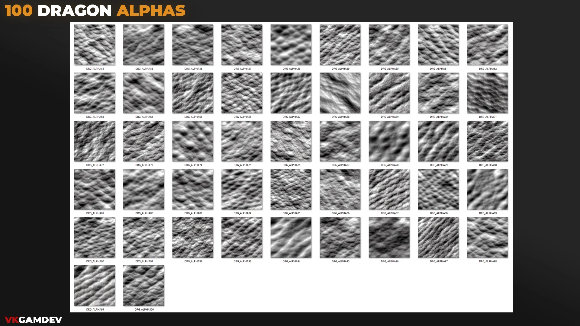 100+ Dragon Skin Seamless Alphas Displacement Maps for ZBrush & Blender preview 3