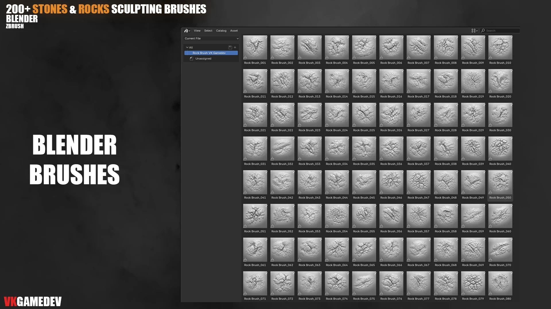 200+ Stones and Rocks Brushes for Blender & ZBrush preview 3