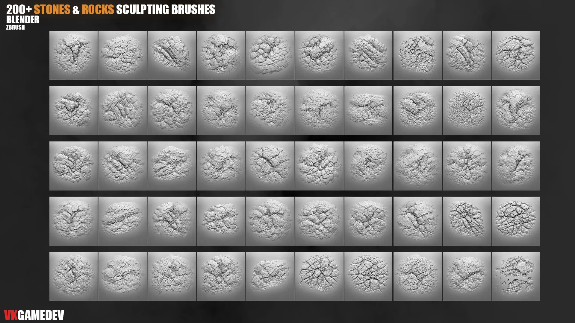 200+ Stones and Rocks Brushes for Blender & ZBrush preview 4