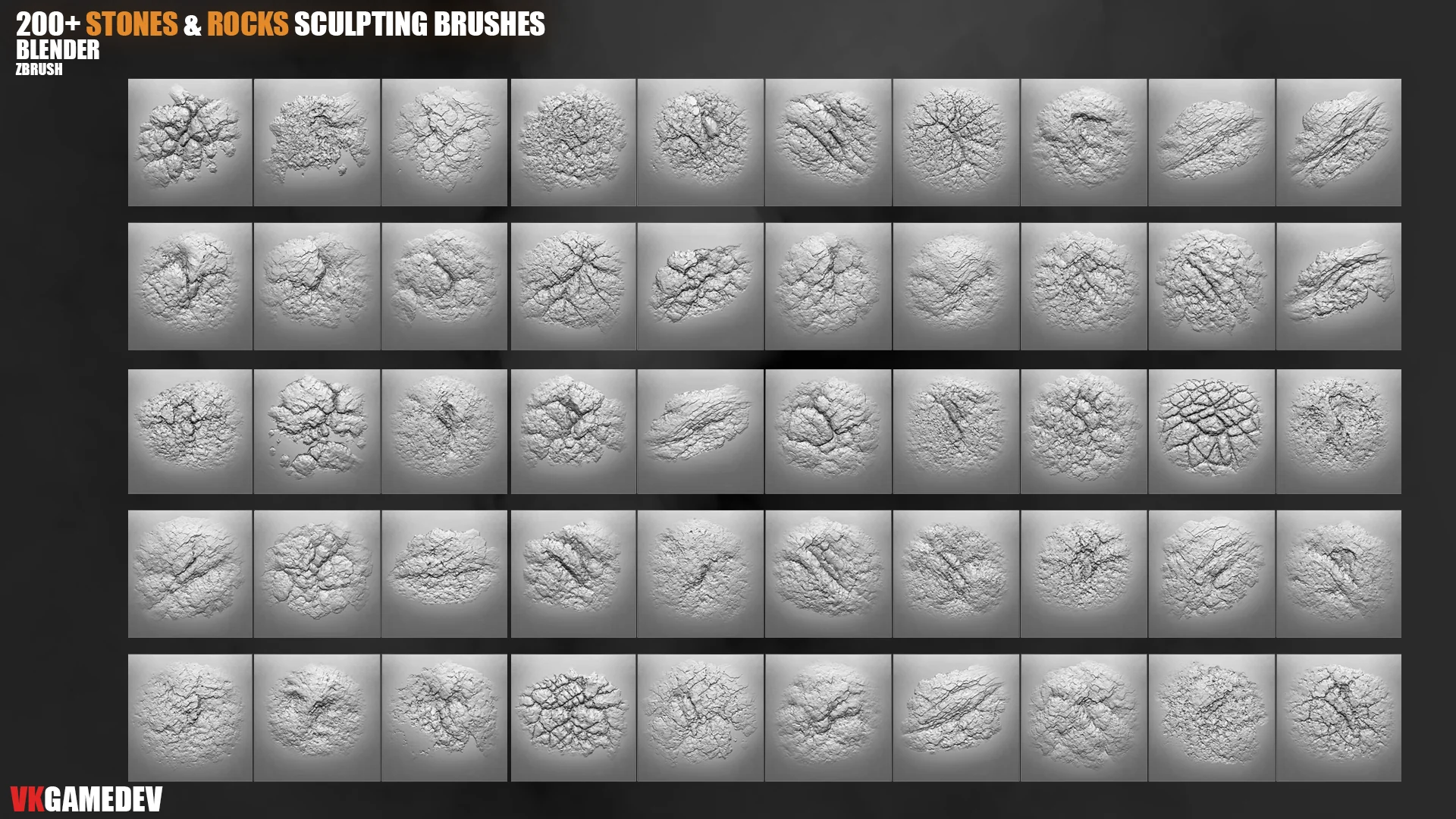 200+ Stones and Rocks Brushes for Blender & ZBrush preview 5