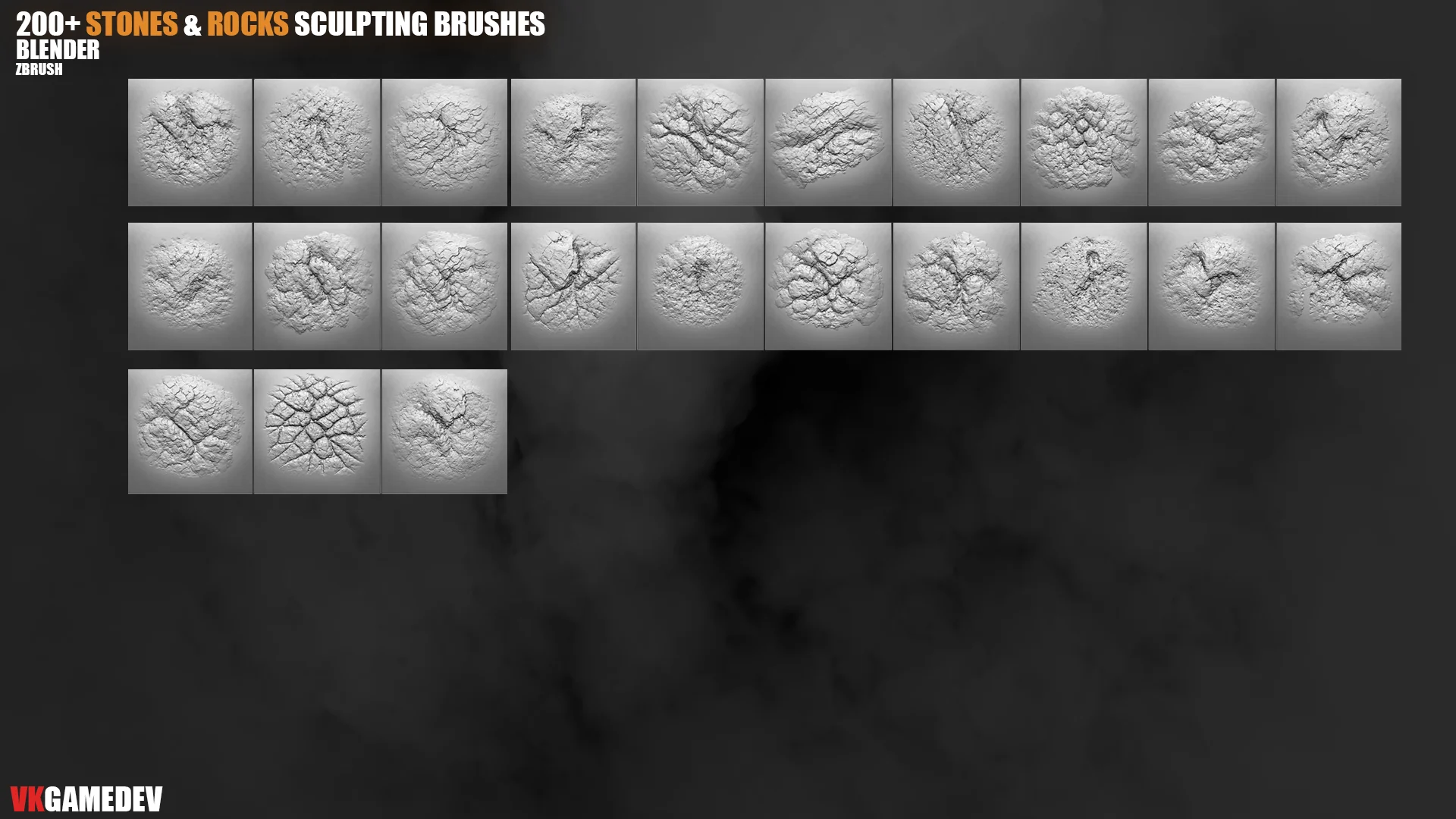 200+ Stones and Rocks Brushes for Blender & ZBrush preview 8
