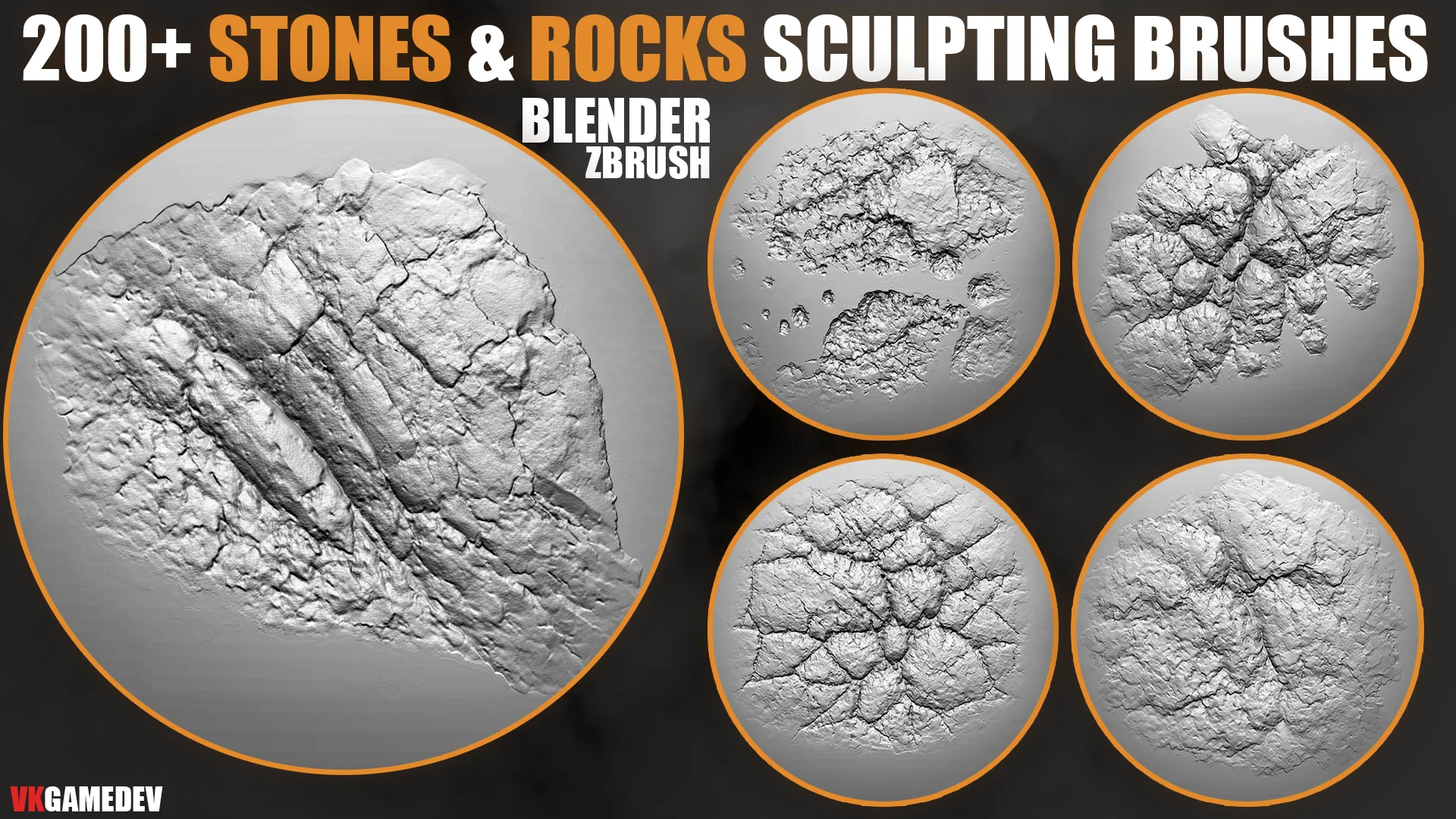 200+ Stones and Rocks Brushes for Blender & ZBrush