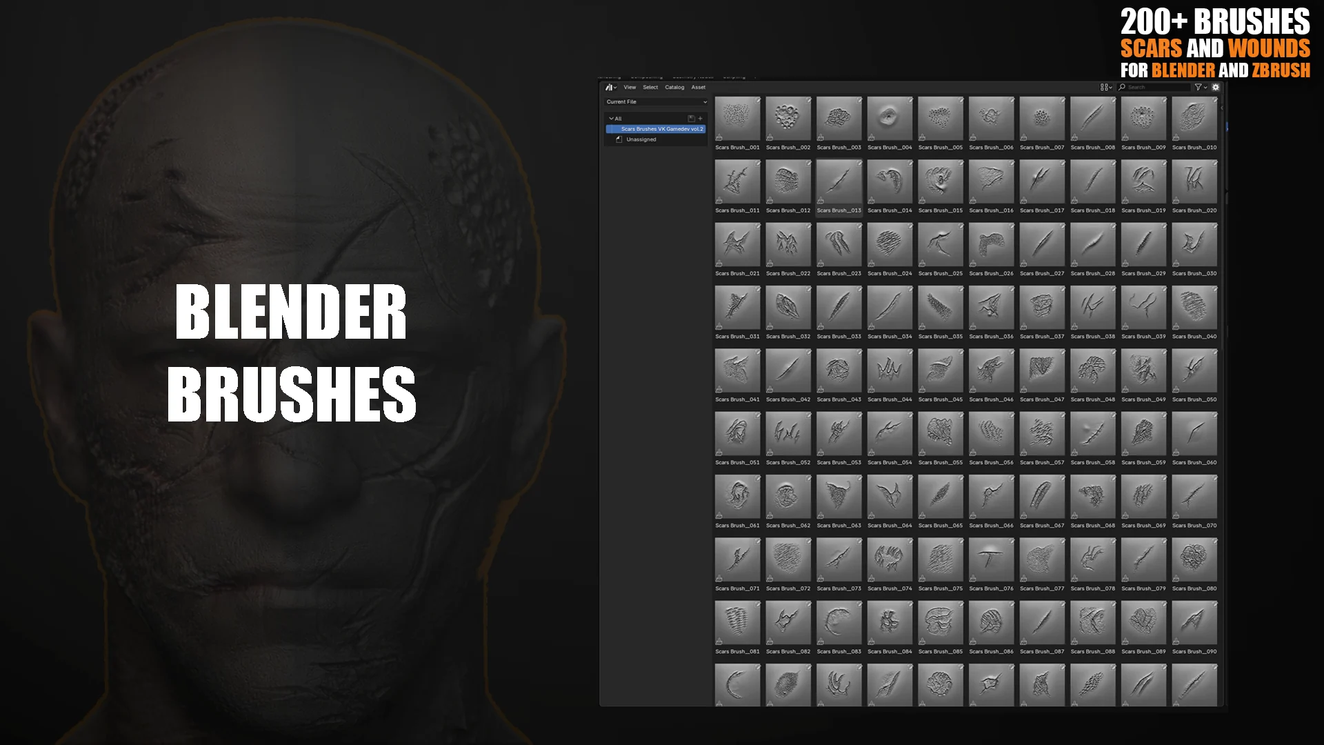 200+ Wounds & Scars Sculpting Brushes for Blender & ZBrush preview 3