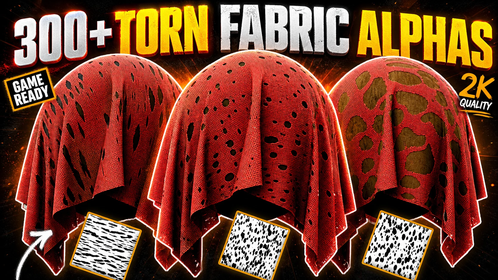 300+ Torn Fabric Alphas for Blender & Substance