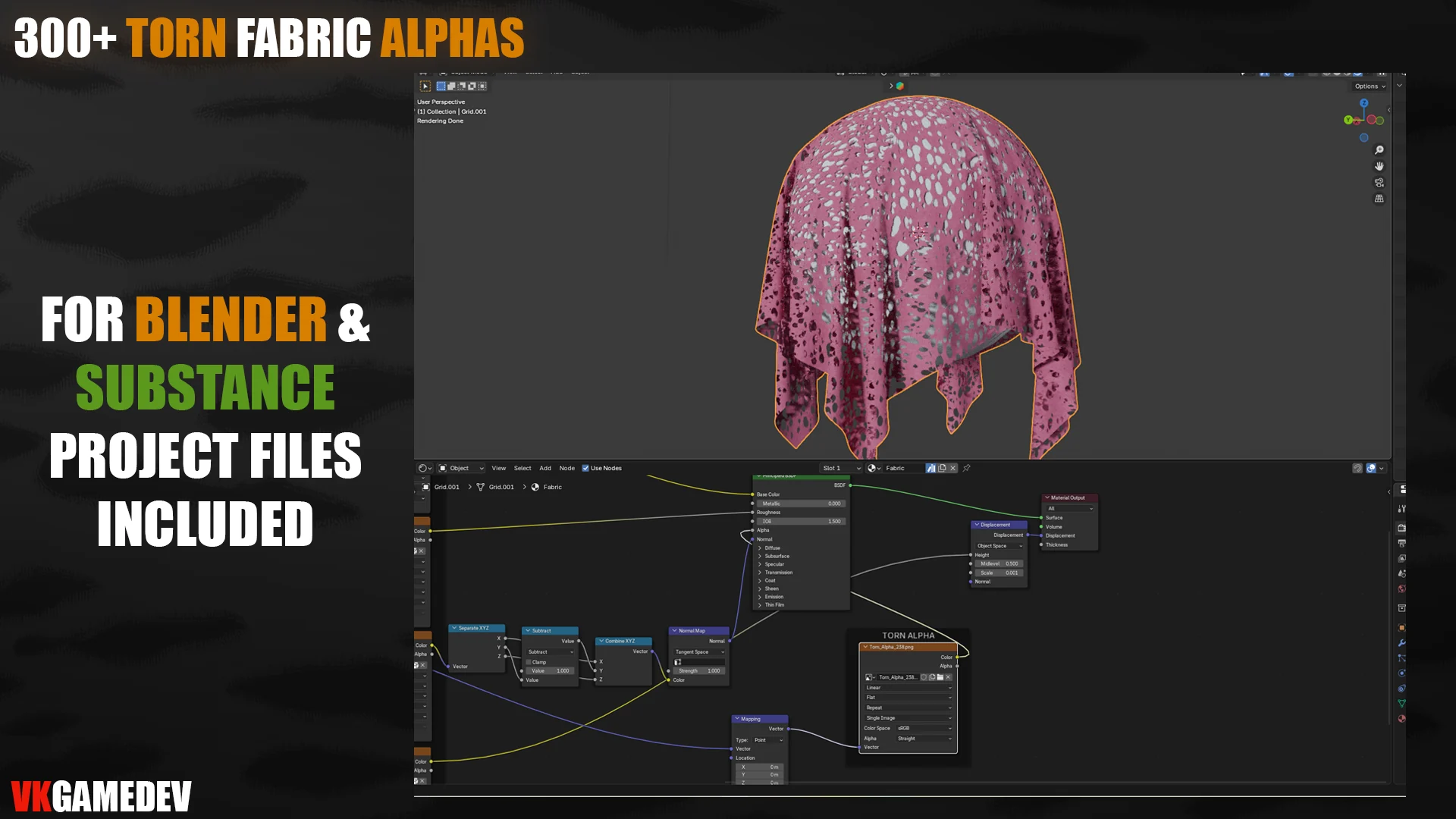 300+ Torn Fabric Alphas for Blender & Substance preview 2