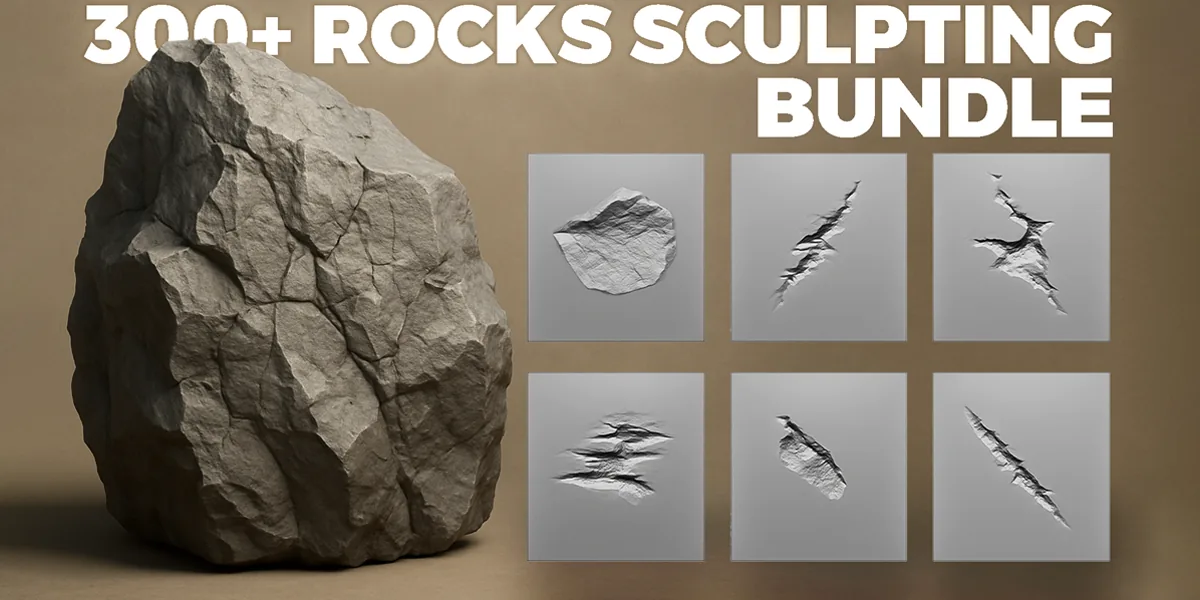 Rock alpha stamps for terrain surface breakup.
