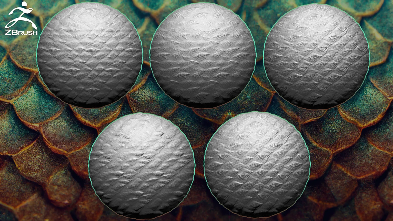 25 Fish, Dragon Skin Alphas for ZBrush (Tileable) preview 3