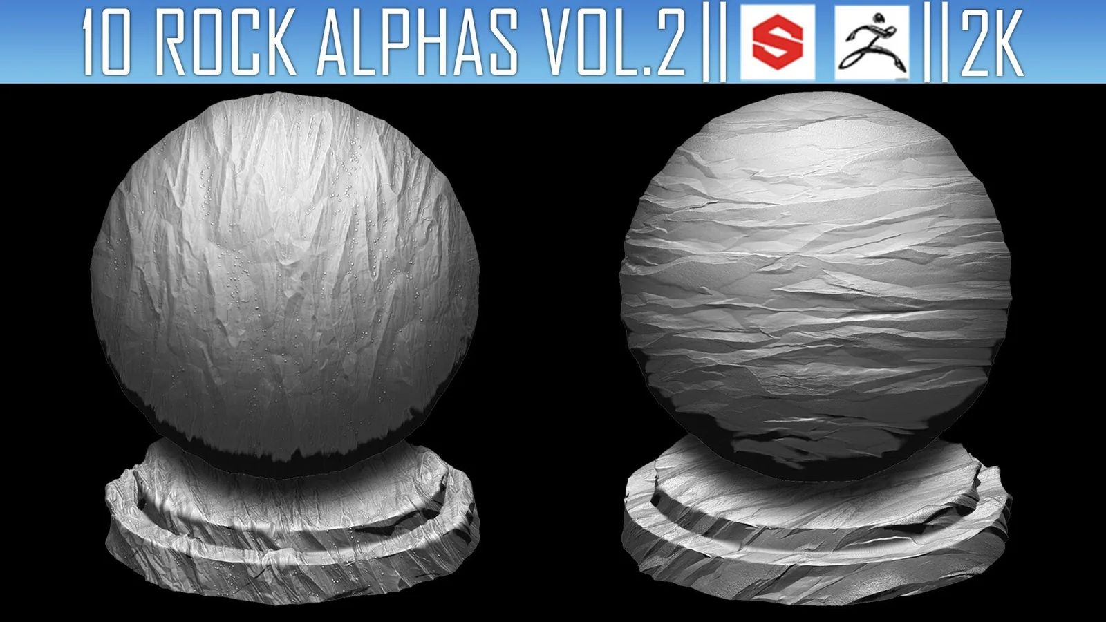 10 Rock Alphas Vol.2 (ZBRush, Substance, 2K)