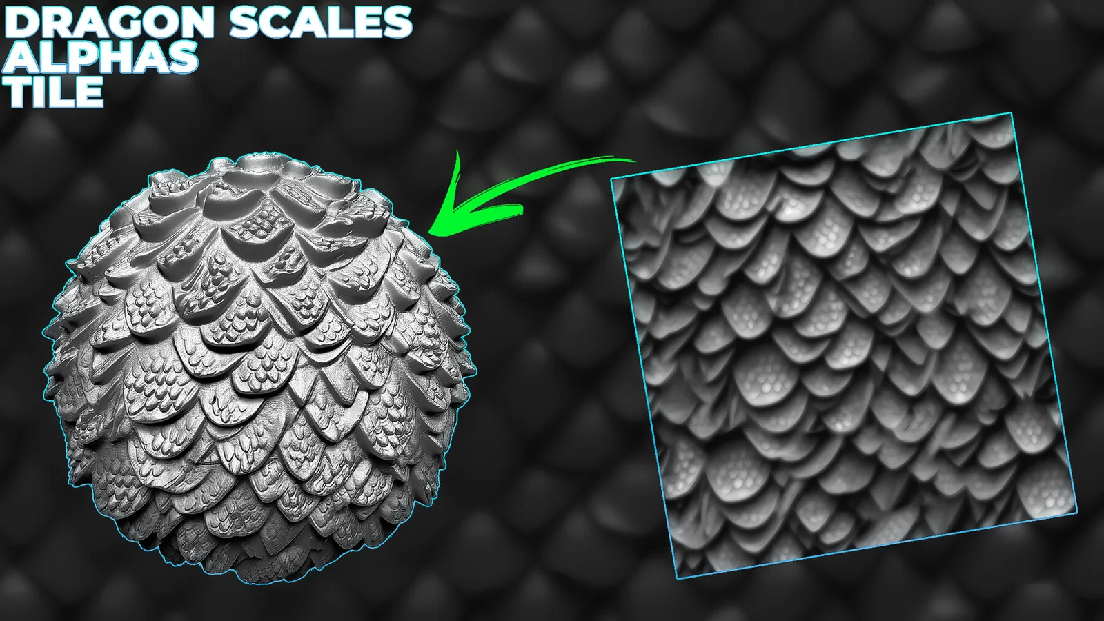 Dragon Scales Alphas for ZBrush, Blender, Mari ( tile alphas) vol. preview 1