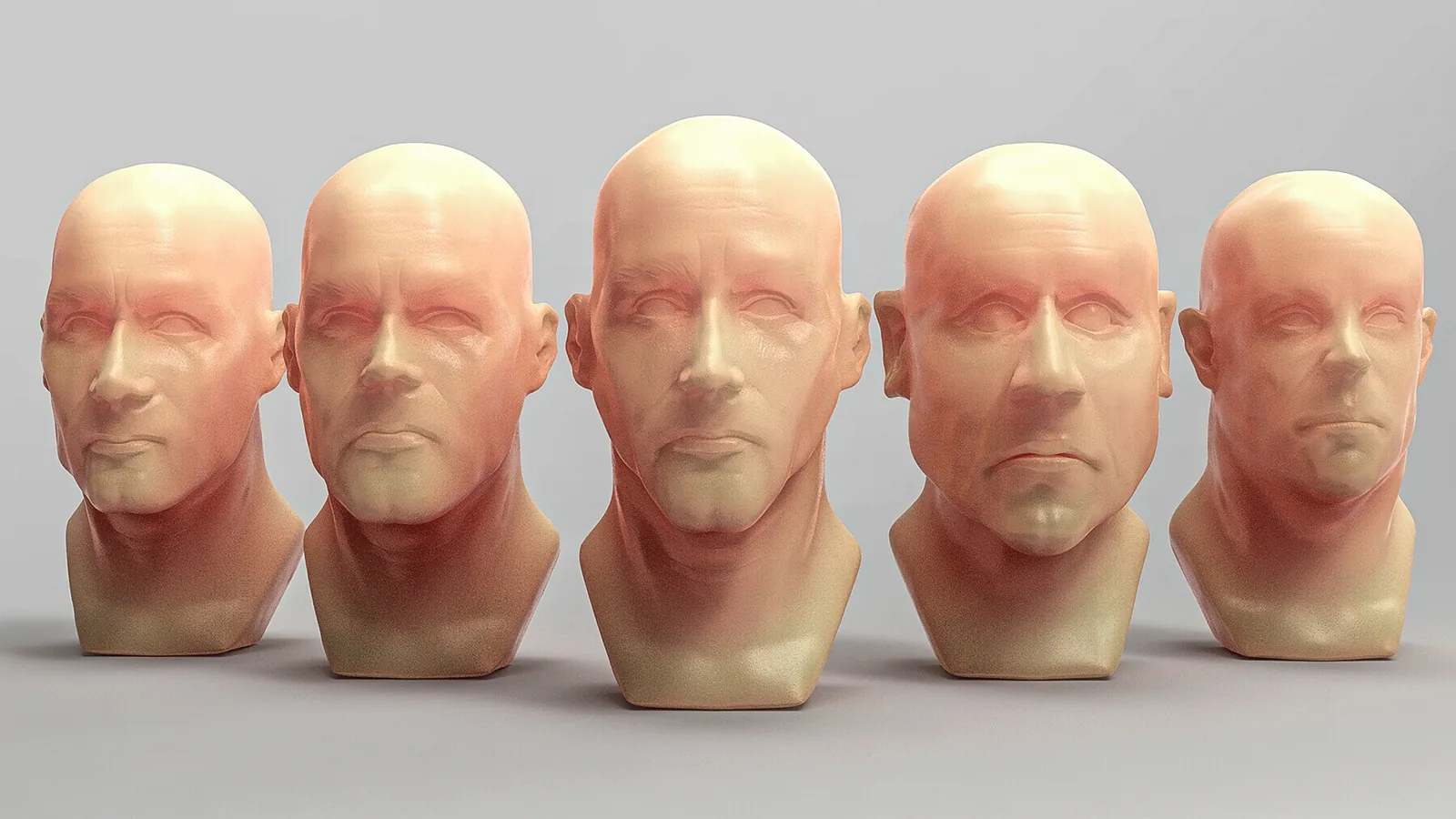 Male Head Base Meshes With Skin Details preview 2