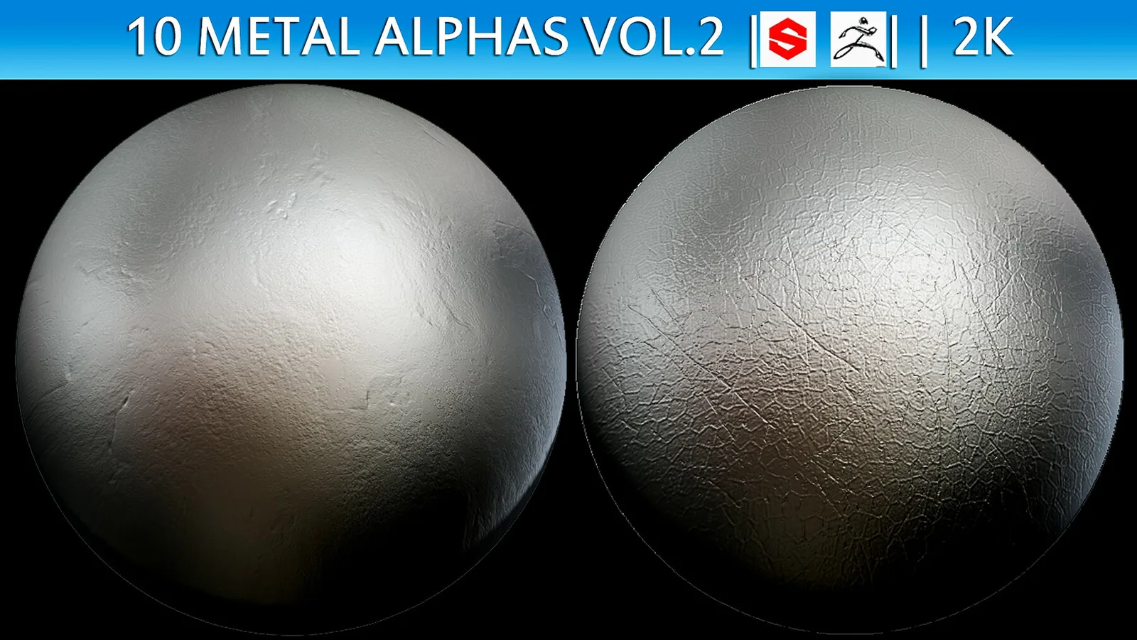 10 Metal Alphas Vol.2 (ZBrush, Substance, 2K) preview 1