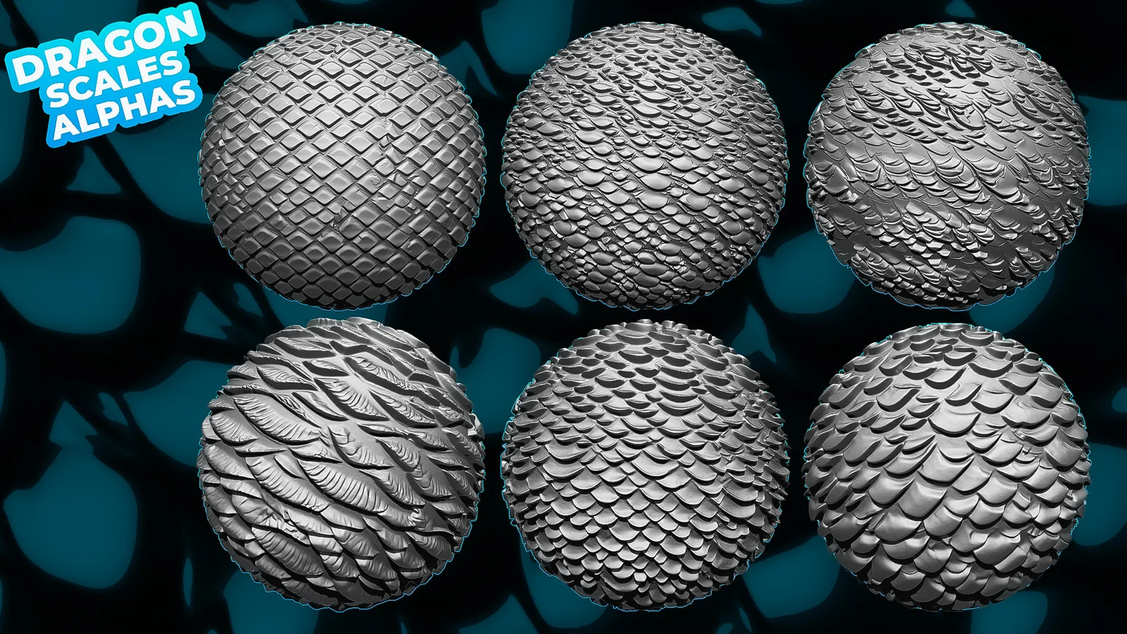Dragon Scales Alphas for ZBrush, Blender ( tile alphas) vol. preview 2
