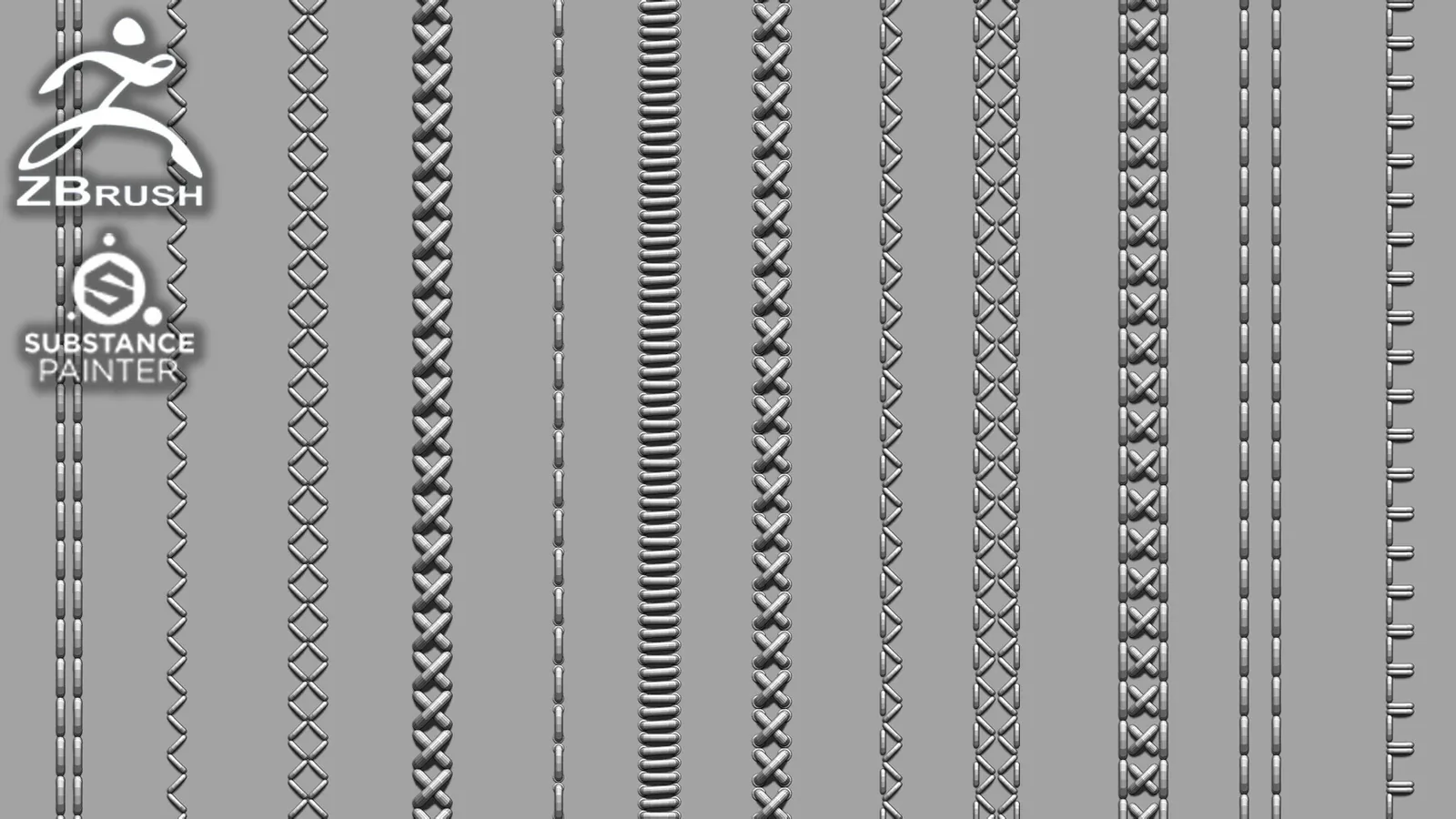 15 IMM Stitches Brush for Zbrush and Substance Painter (+ PSD, OBJ) preview 1