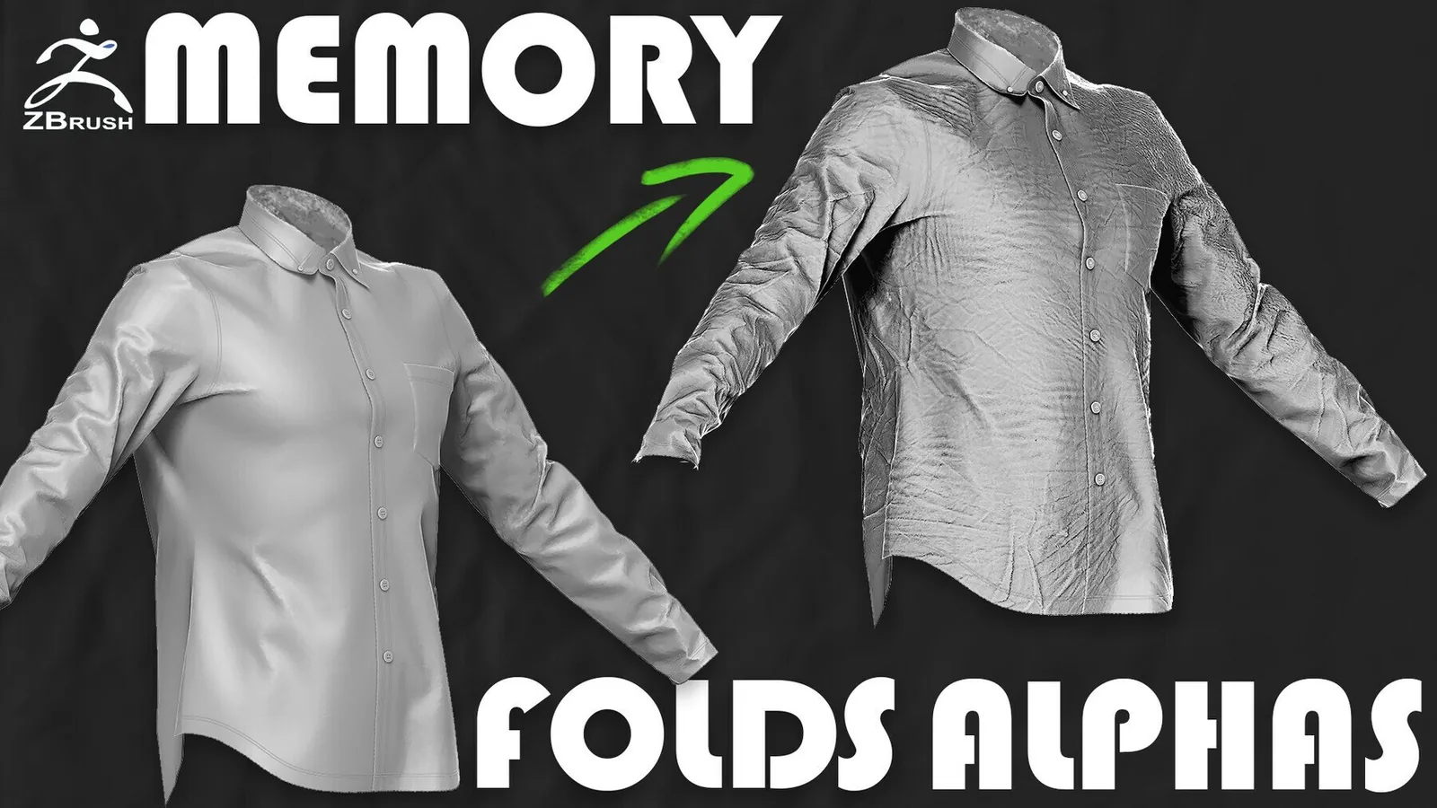25 Memory Folds Alphas for Zbrush
