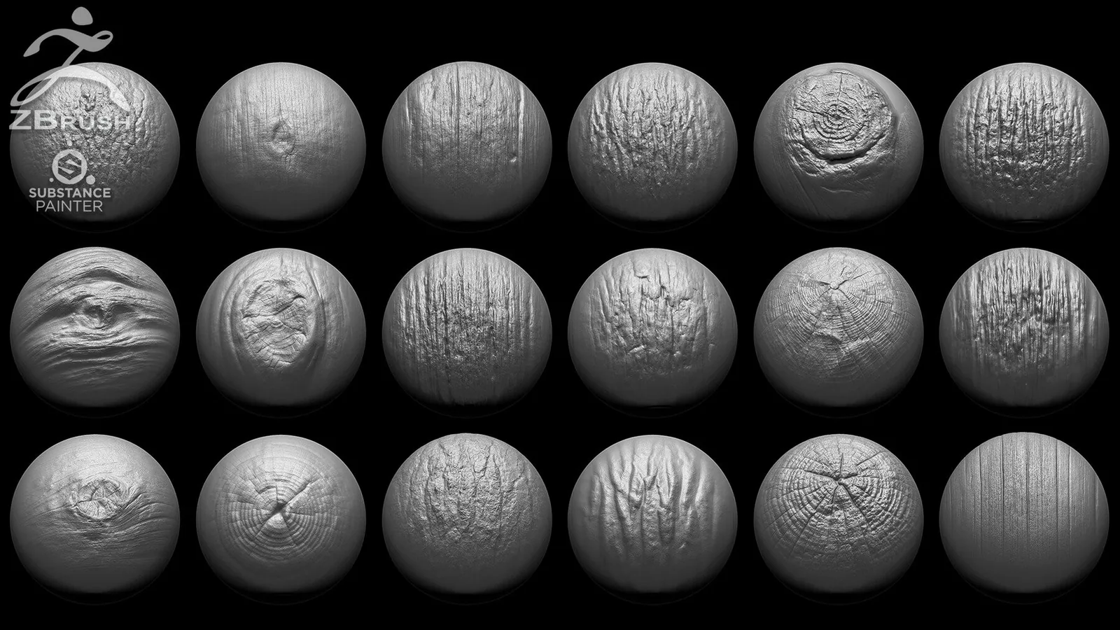 Wood & Tree Brushes for ZBrush (20 VDM + Alphas PSD) preview 1