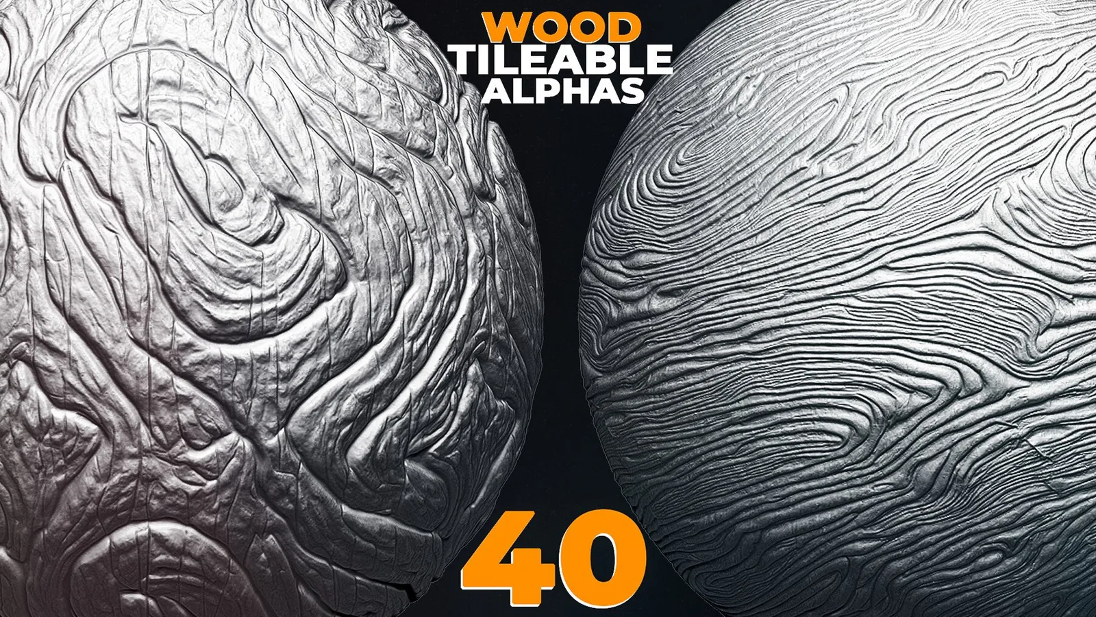 40 Wood Tileable Alphas Vol.8 (ZBrush, Substance)