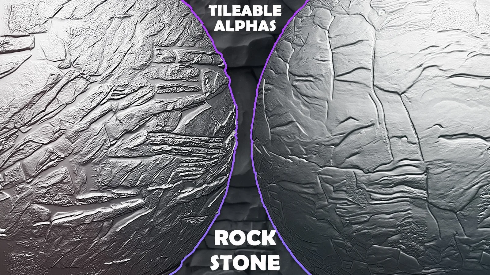 50+ Rock and Stone Tileable Alphas (ZBrush, Blender, Substance)