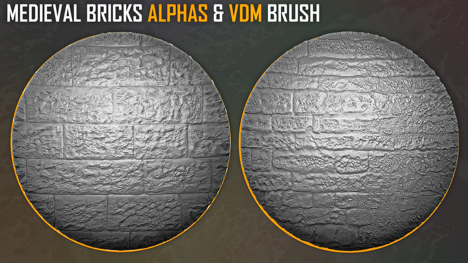Medieval Bricks Alphas and VDM Brush for ZBrush preview 3