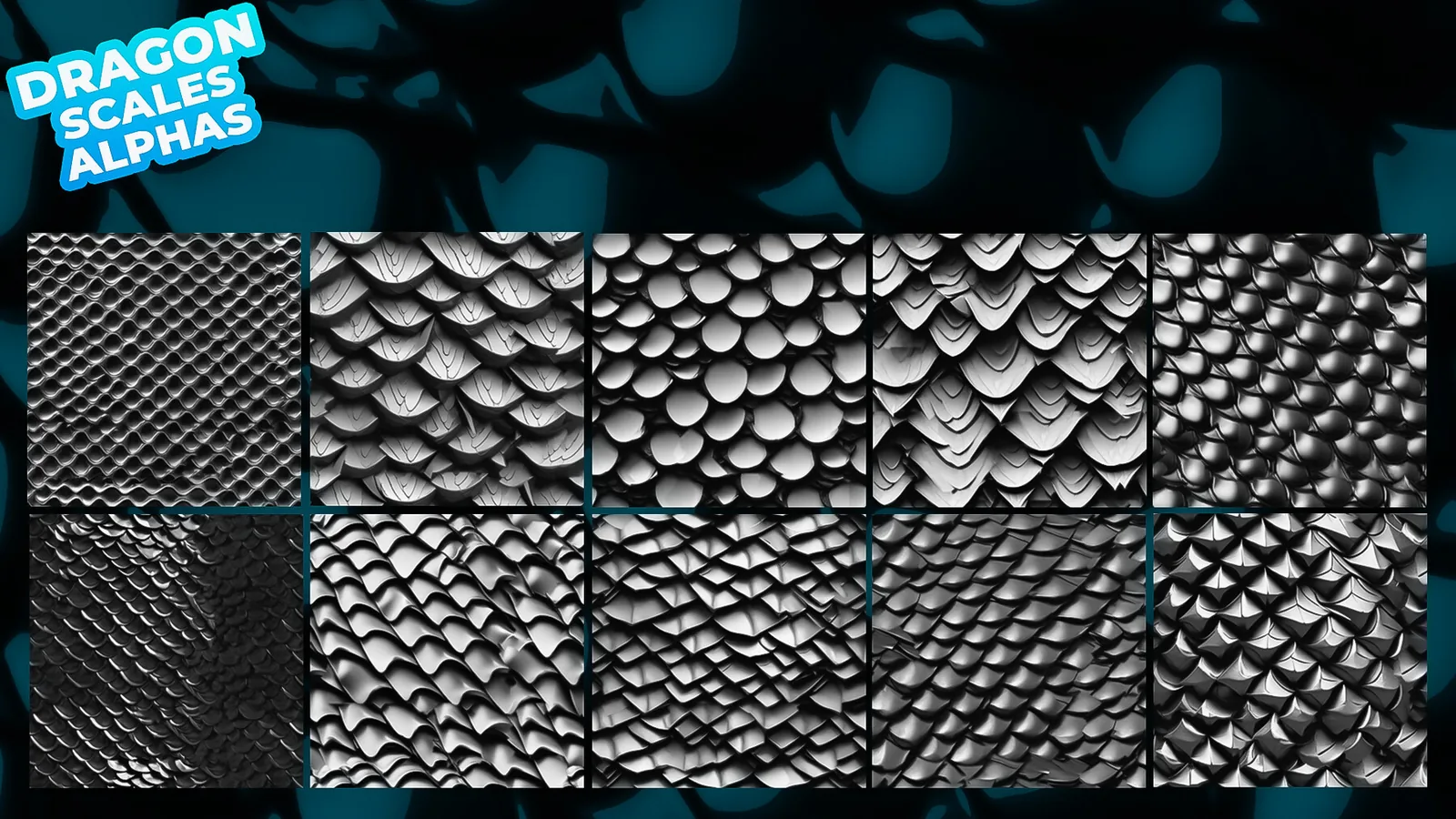 Dragon Scales Alphas for ZBrush, Blender ( tile alphas) vol. preview 3