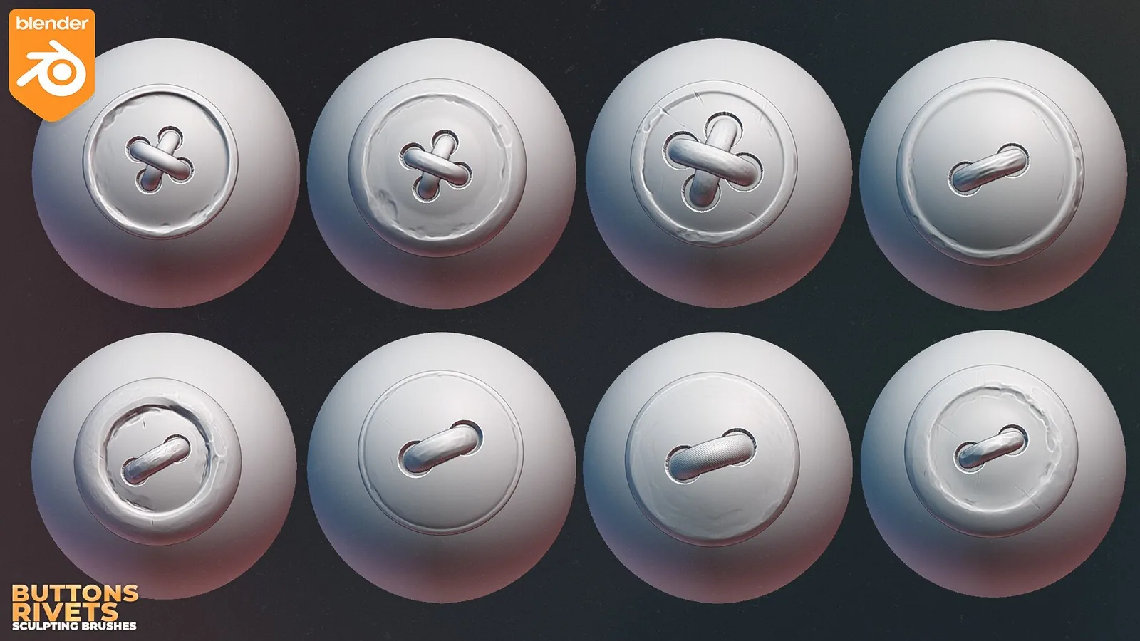 Blender Buttons And Rivets Sculpting Brushes. Asset Browser. preview 1