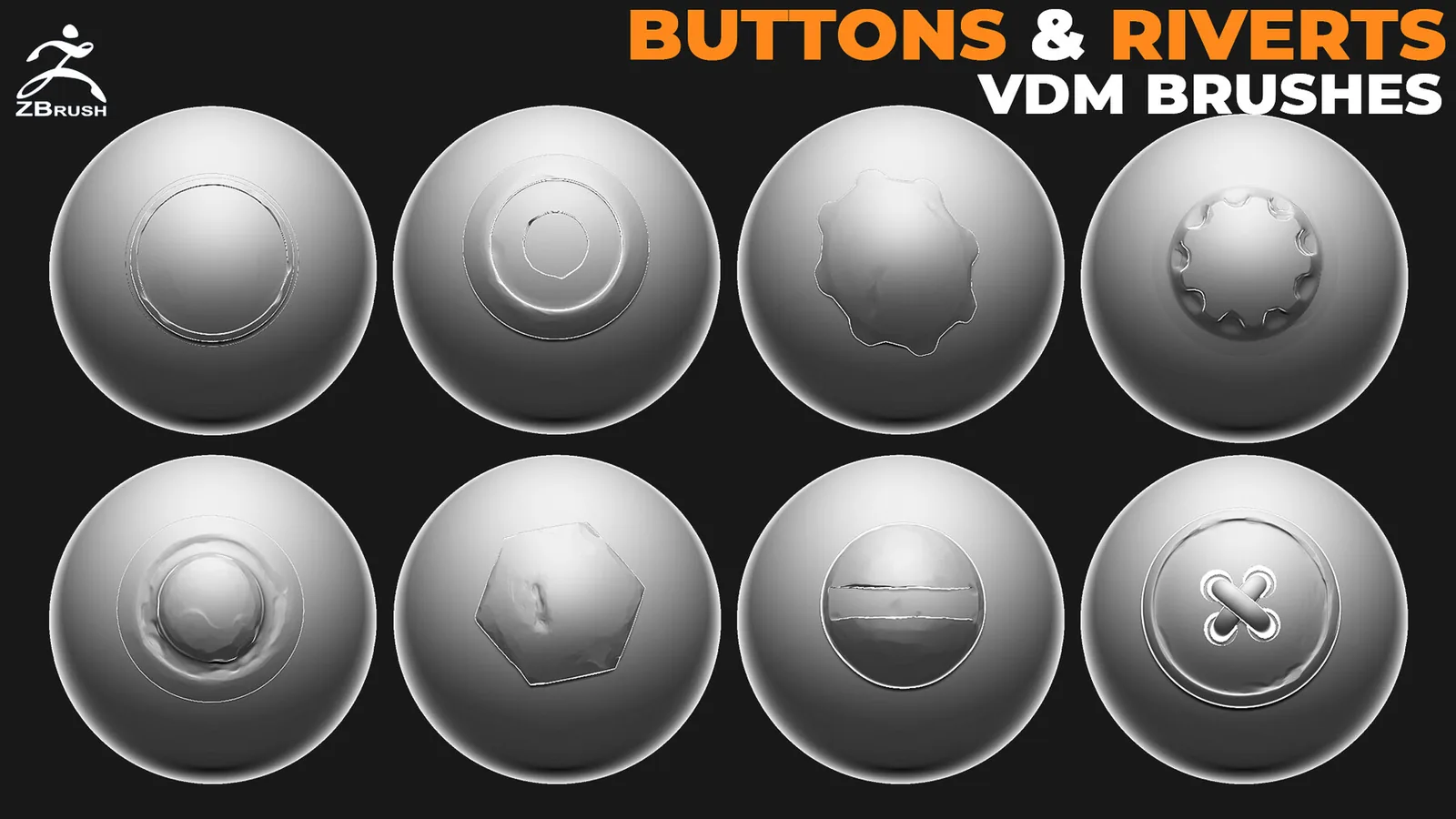 Buttons and Riverts VDM Brushes for ZBrush preview 3