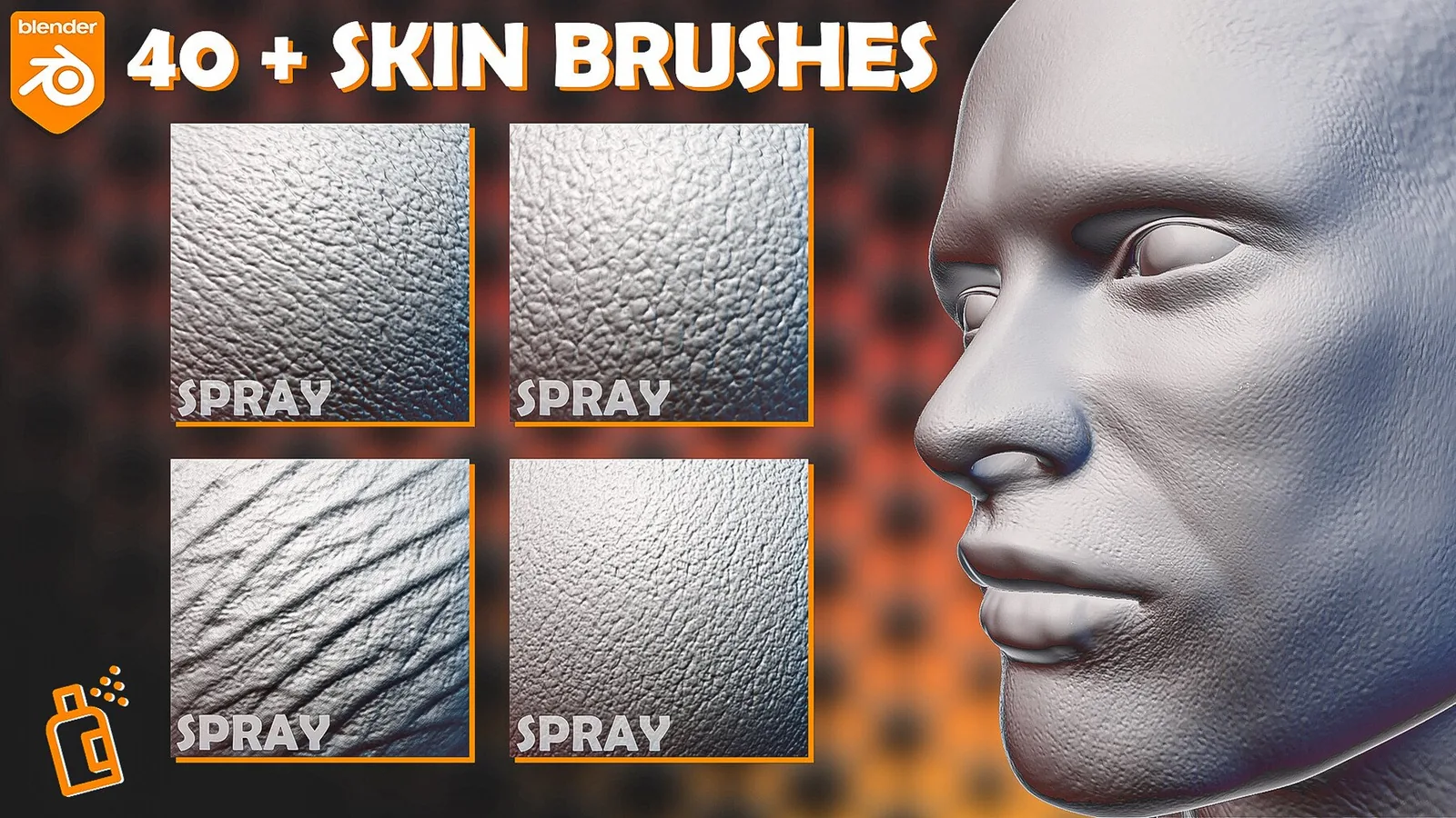 Blender Skin Sculpting Brushes. Asset Browser.
