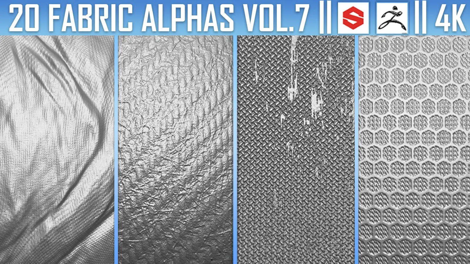 20 Fabric Alphas Vol.7 (ZBrush, Substance, 4K)