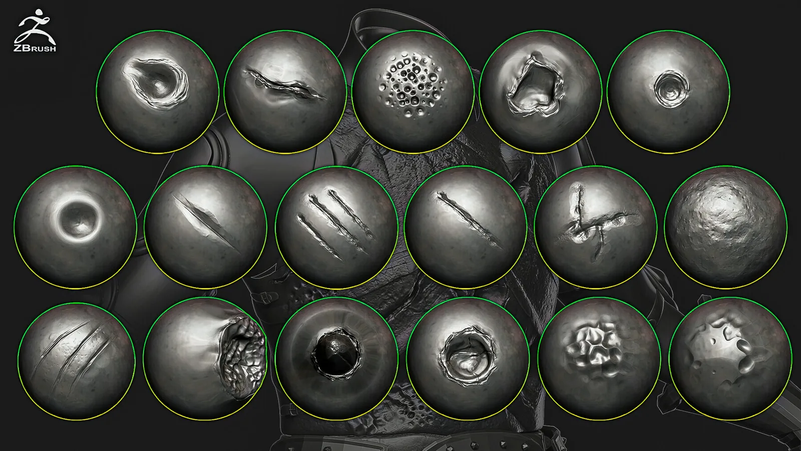 Metal Brush. Quickly damage metal surface. ZBrush preview 2