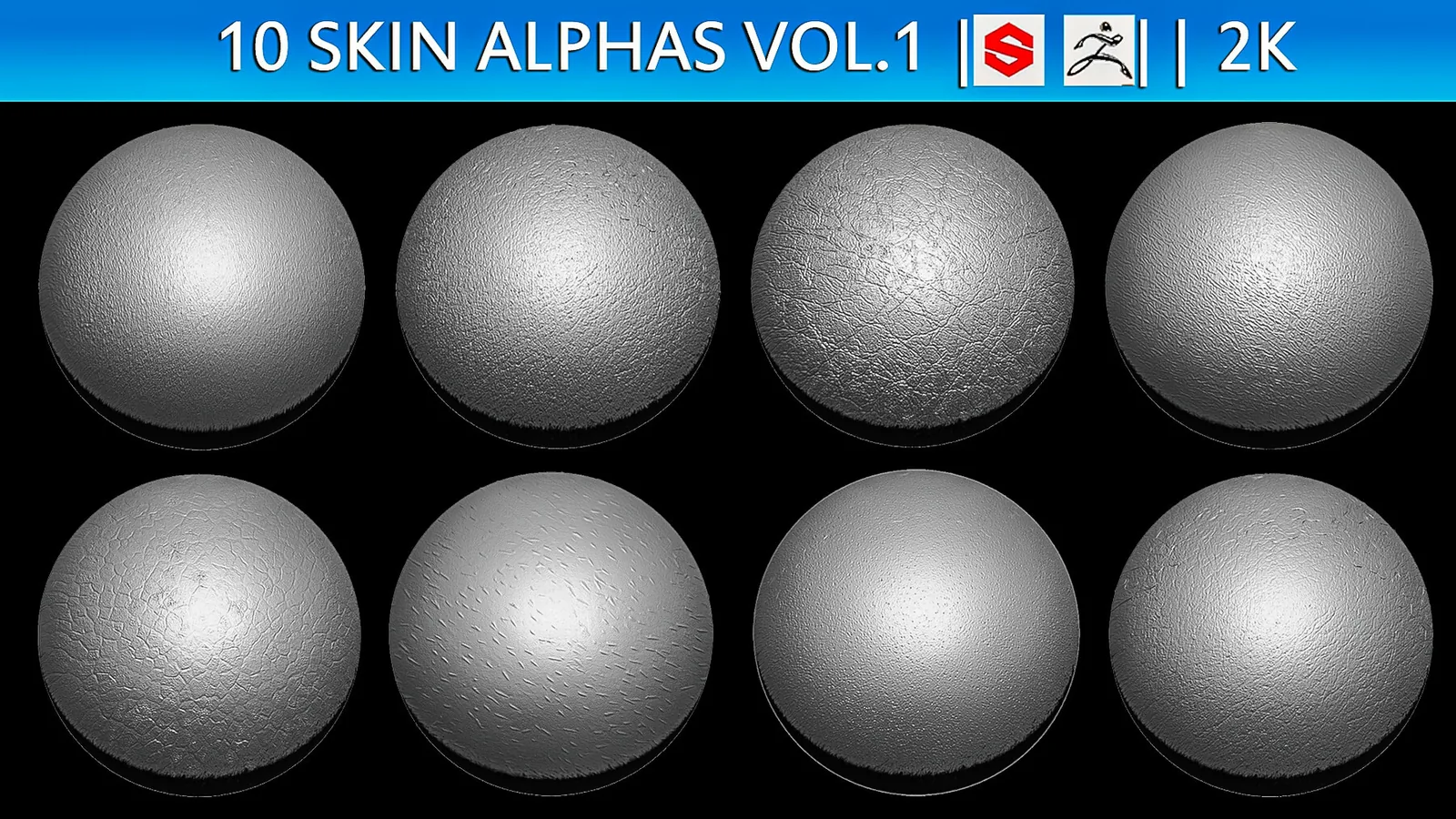 10 Skin Alphas (ZBRush, Substance, 2K) preview 1