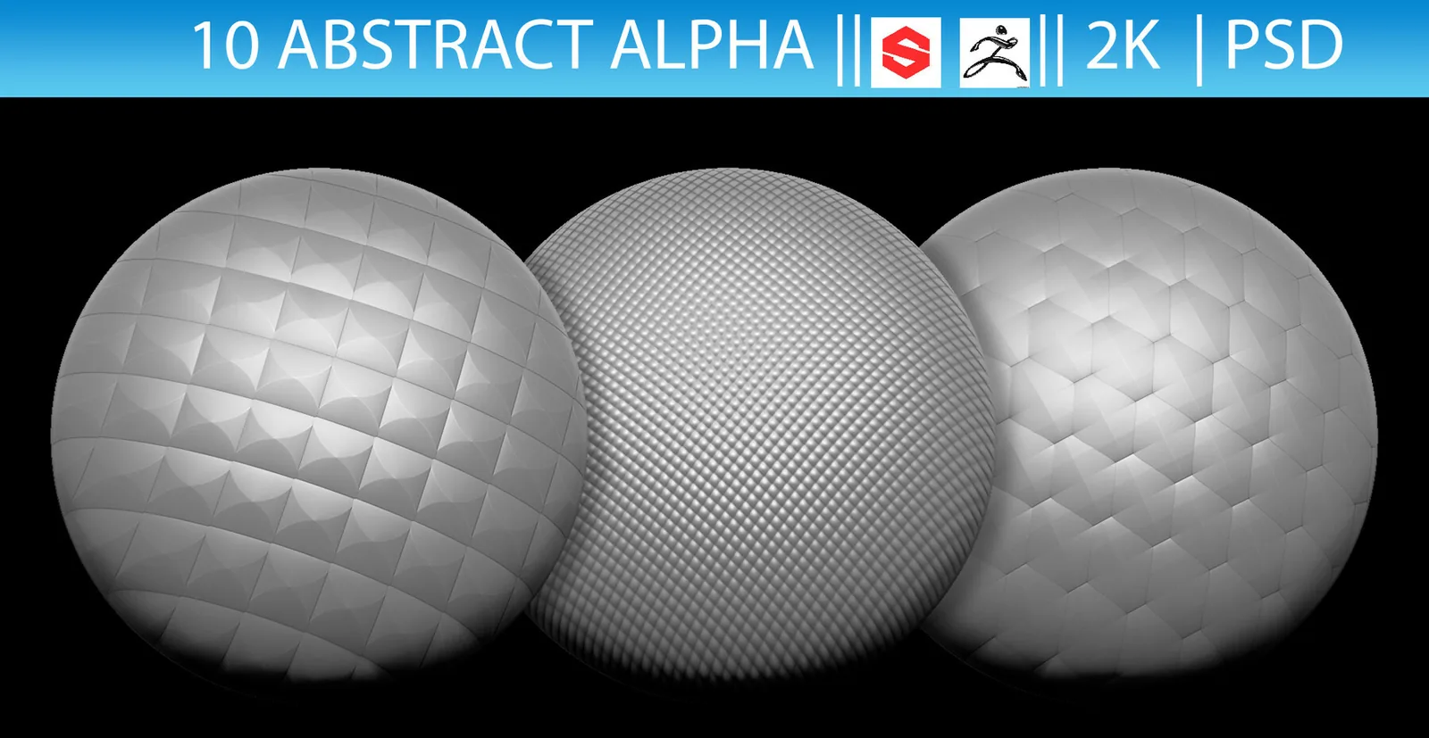 10 Abstract Alphas (ZBrush, Substance, 2K, PSD) preview 1