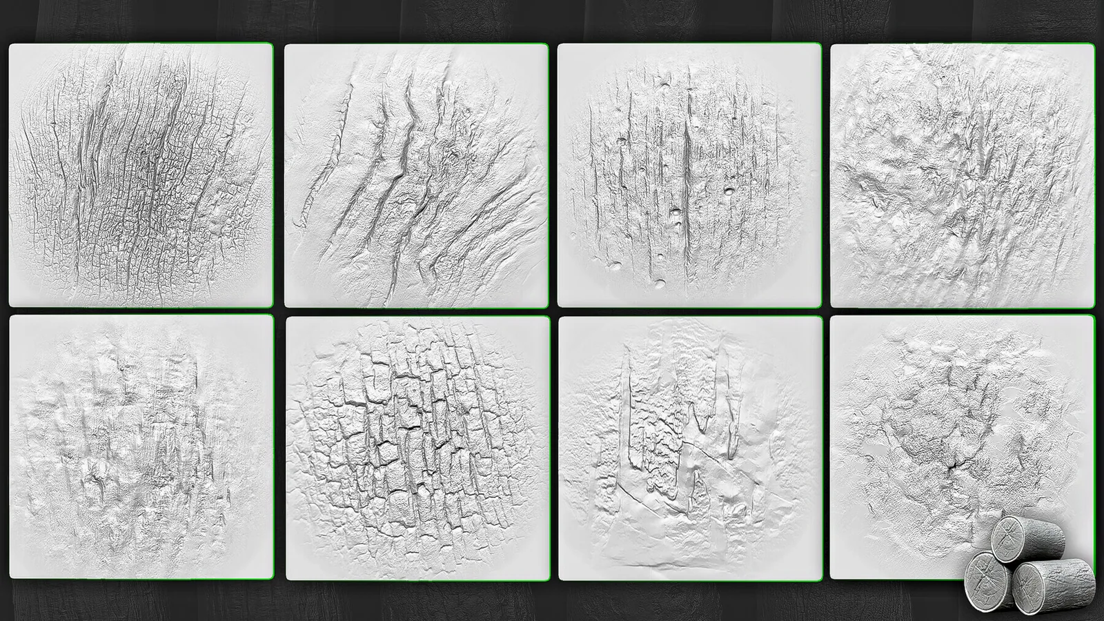 35 Tree Bark Alphas (ZBrush, Substance) preview 2
