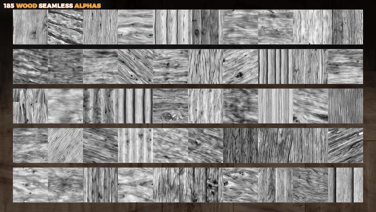 Wood Seamless Alphas (Displacement Map) for ZBrush, Blender vol. preview 1