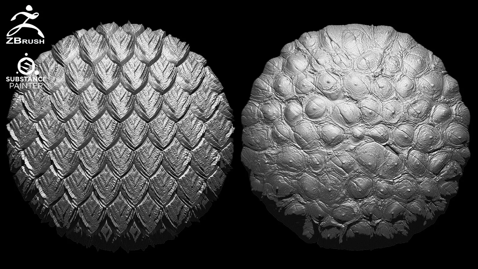 Reptile Skin Brushes for ZBrush (+ 10 Alphas PSD) preview 2