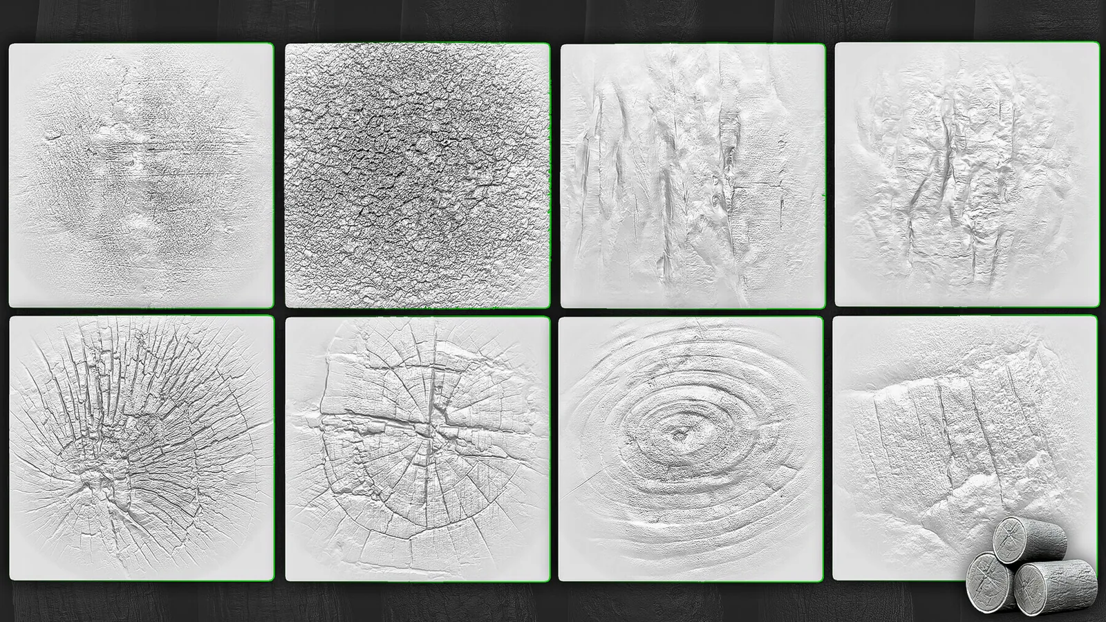 35 Tree Bark Alphas (ZBrush, Substance) preview 3