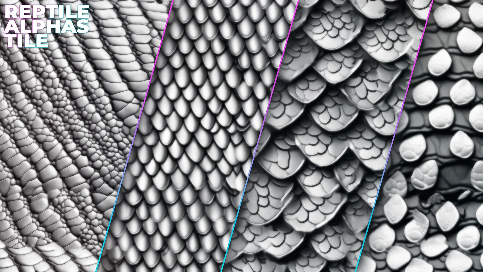 3300+ Dragon, Reptile Skin Alphas Bundle for ZBrush, Blender preview 2