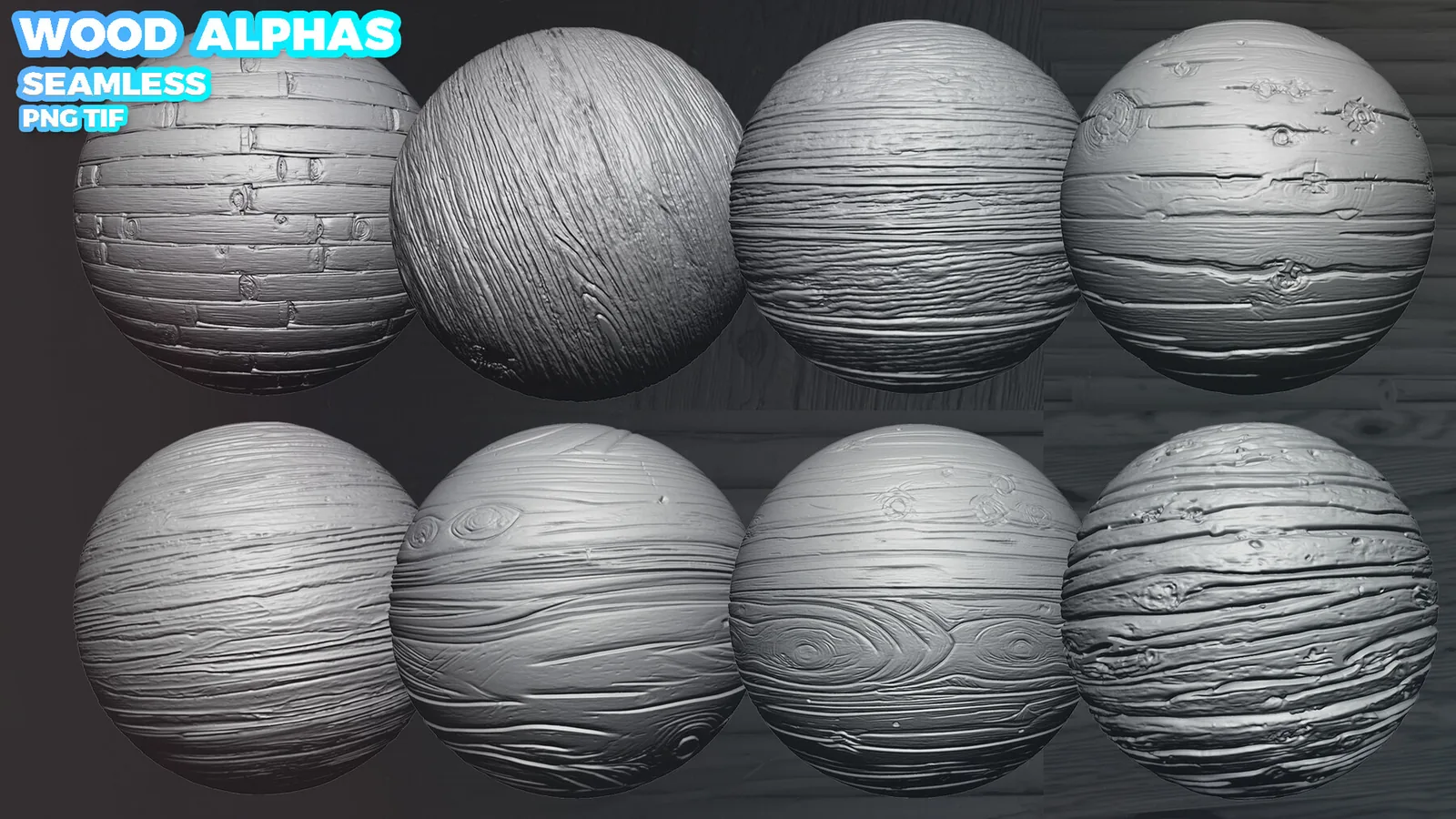 300 Wood Seamless Alphas (Displacement Map) for ZBrush, Blender vol.13 preview 2