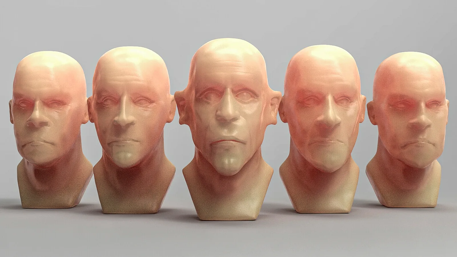 Male Head Base Meshes With Skin Details preview 1