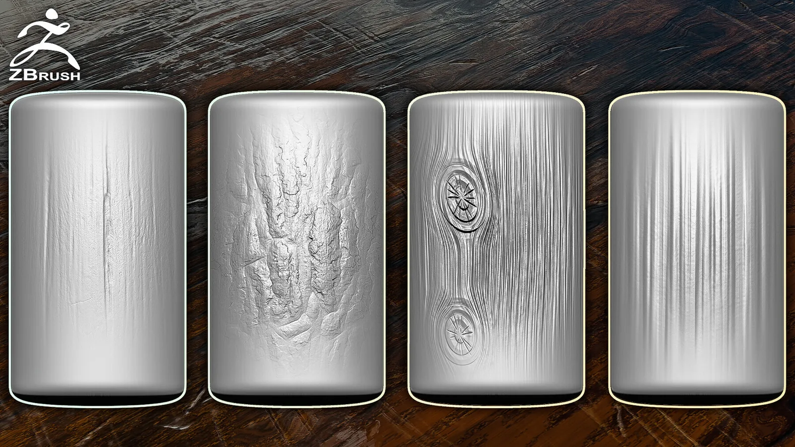 Wood & Bark Brushes for ZBrush (24 VDM + Alphas) preview 1