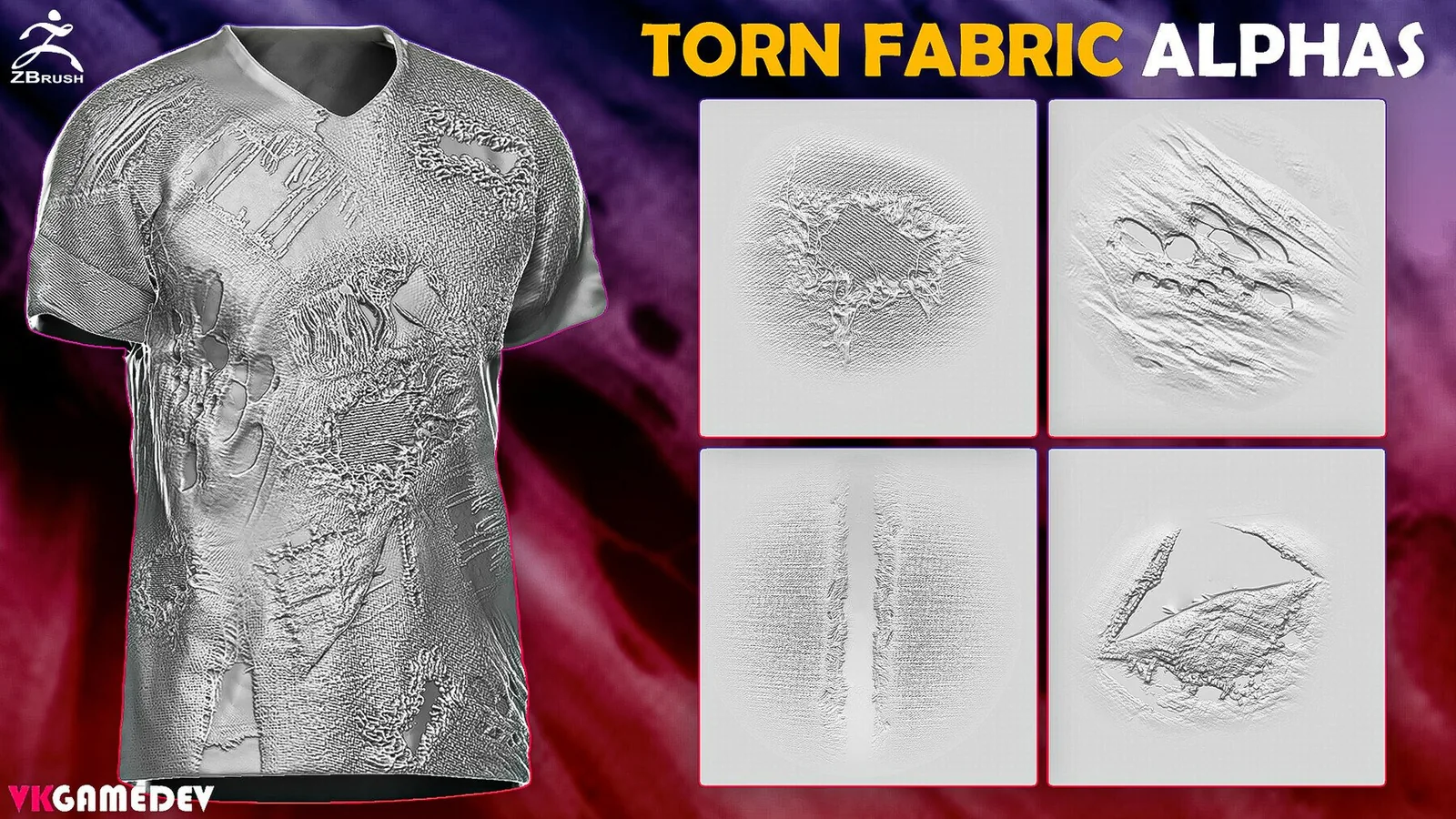ZBrush Torn Fabric Alphas vol.2