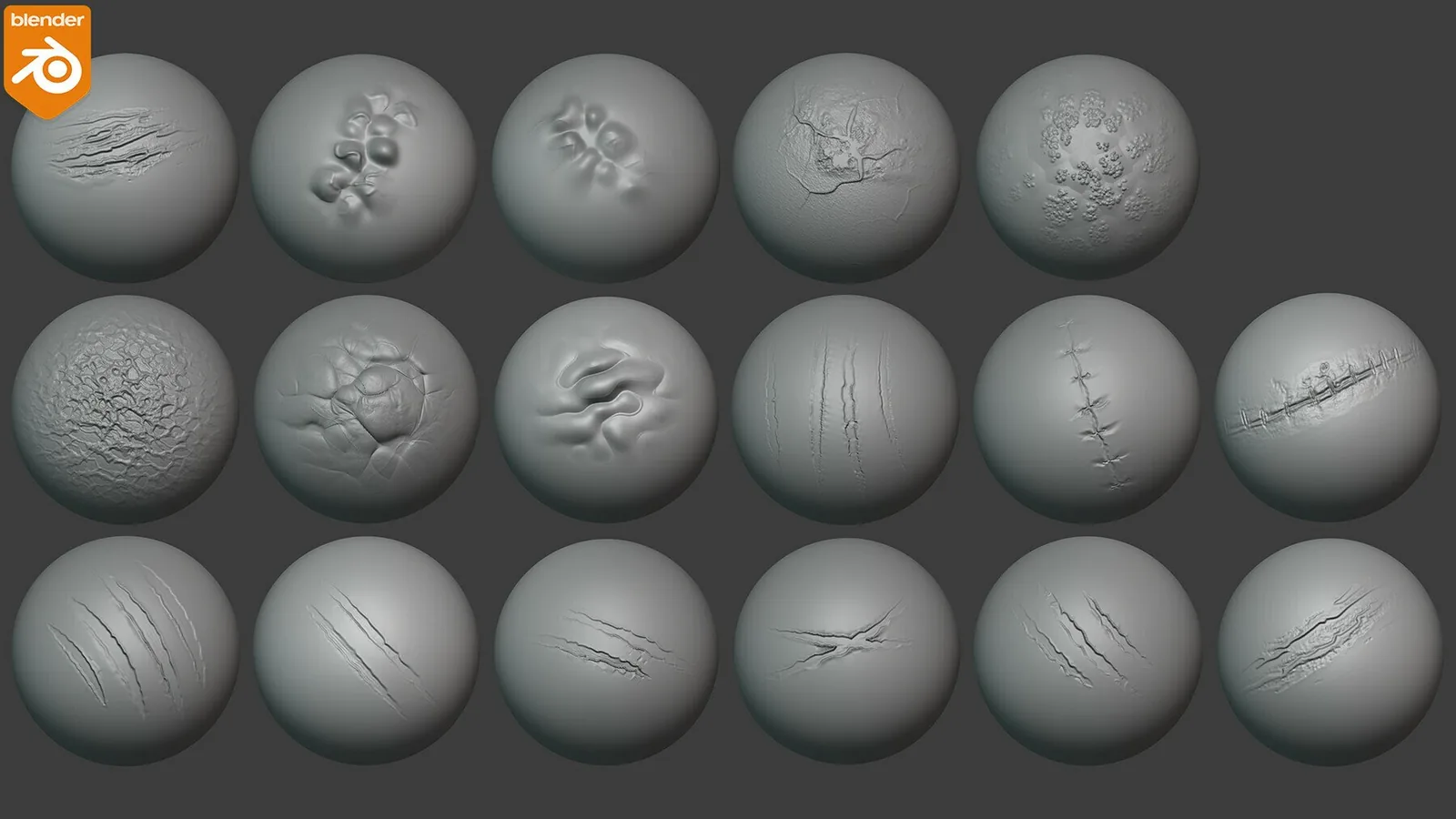 Wounds and Scars Brushes for Blender. Asset Browser. preview 2