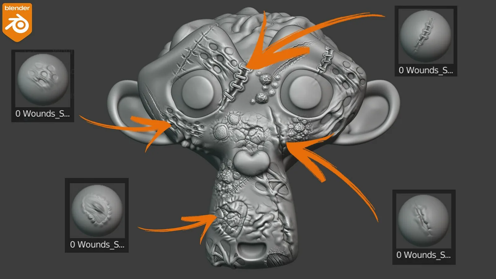 Wounds and Scars Brushes for Blender. Asset Browser. preview 1