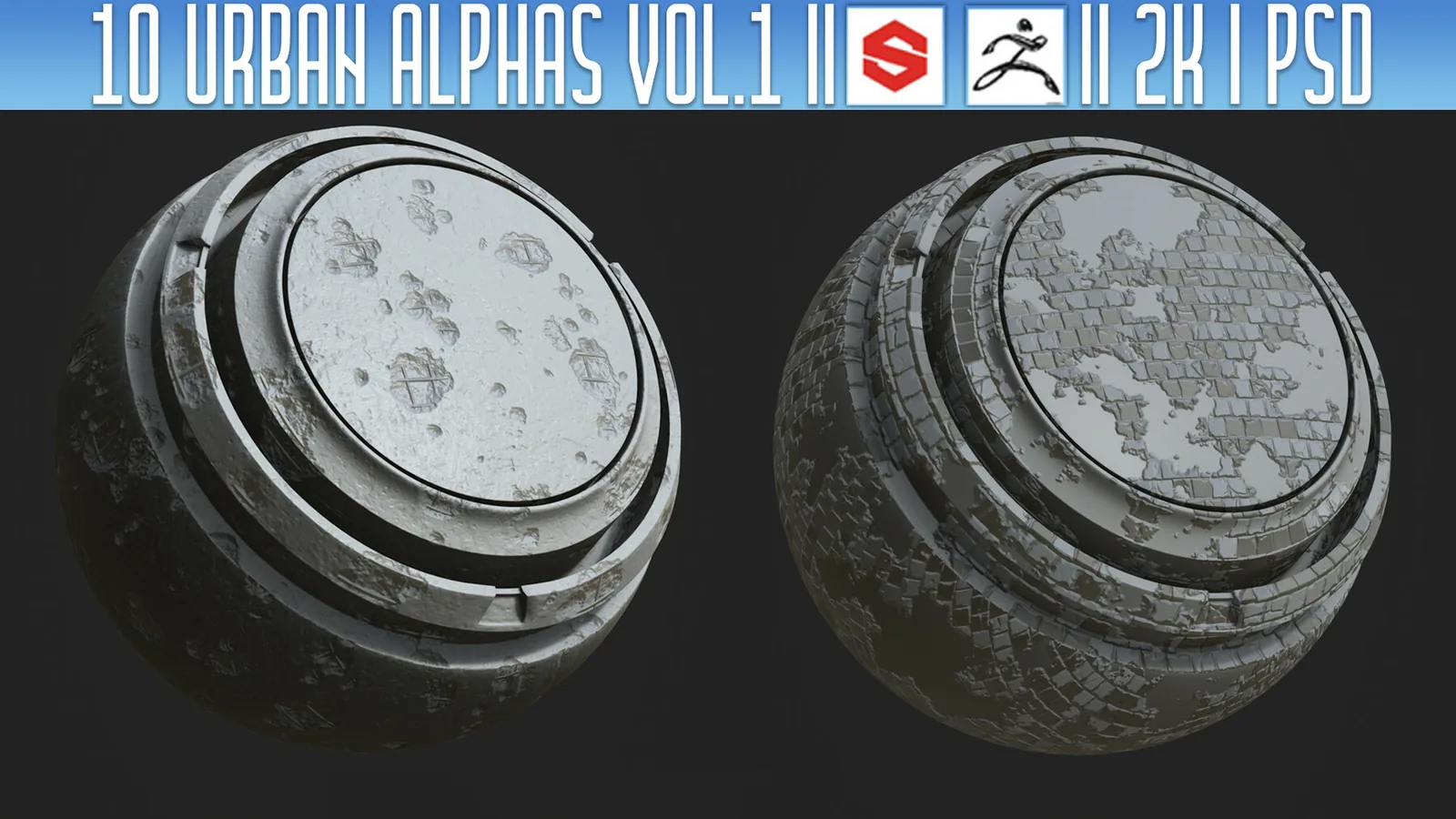 10 Urban Alphas Vol.1 (ZBRush, Substance, 2K, PSD) preview 2