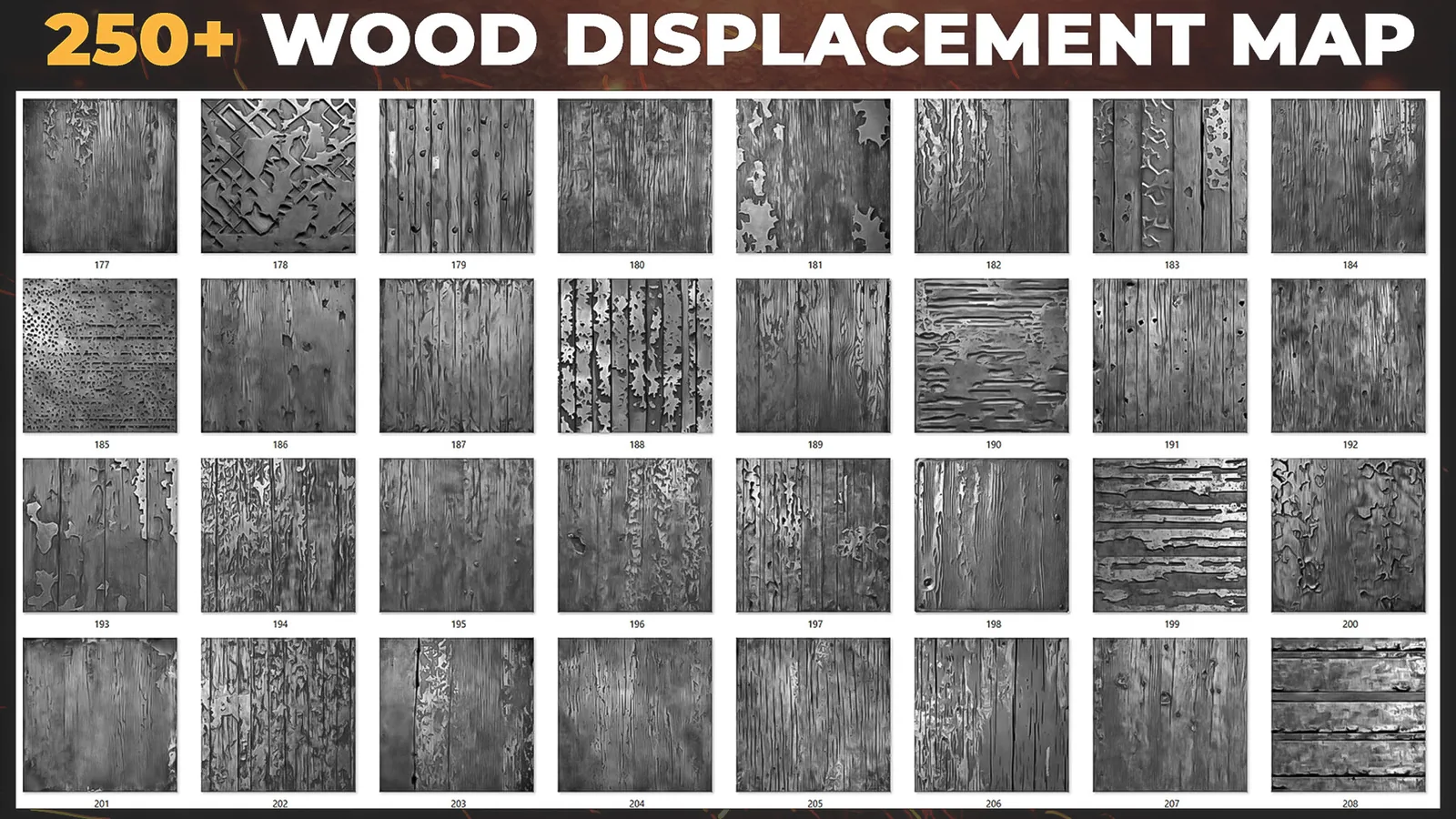 250+ Wood Displacement Map (Alphas) for ZBrush, Blender vol.10 preview 3
