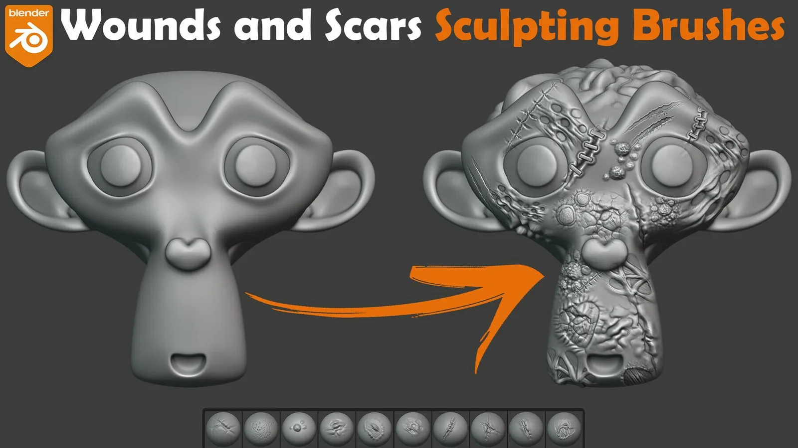 Wounds and Scars Brushes for Blender. Asset Browser.