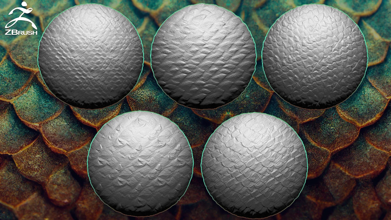 25 Fish, Dragon Skin Alphas for ZBrush (Tileable) preview 1