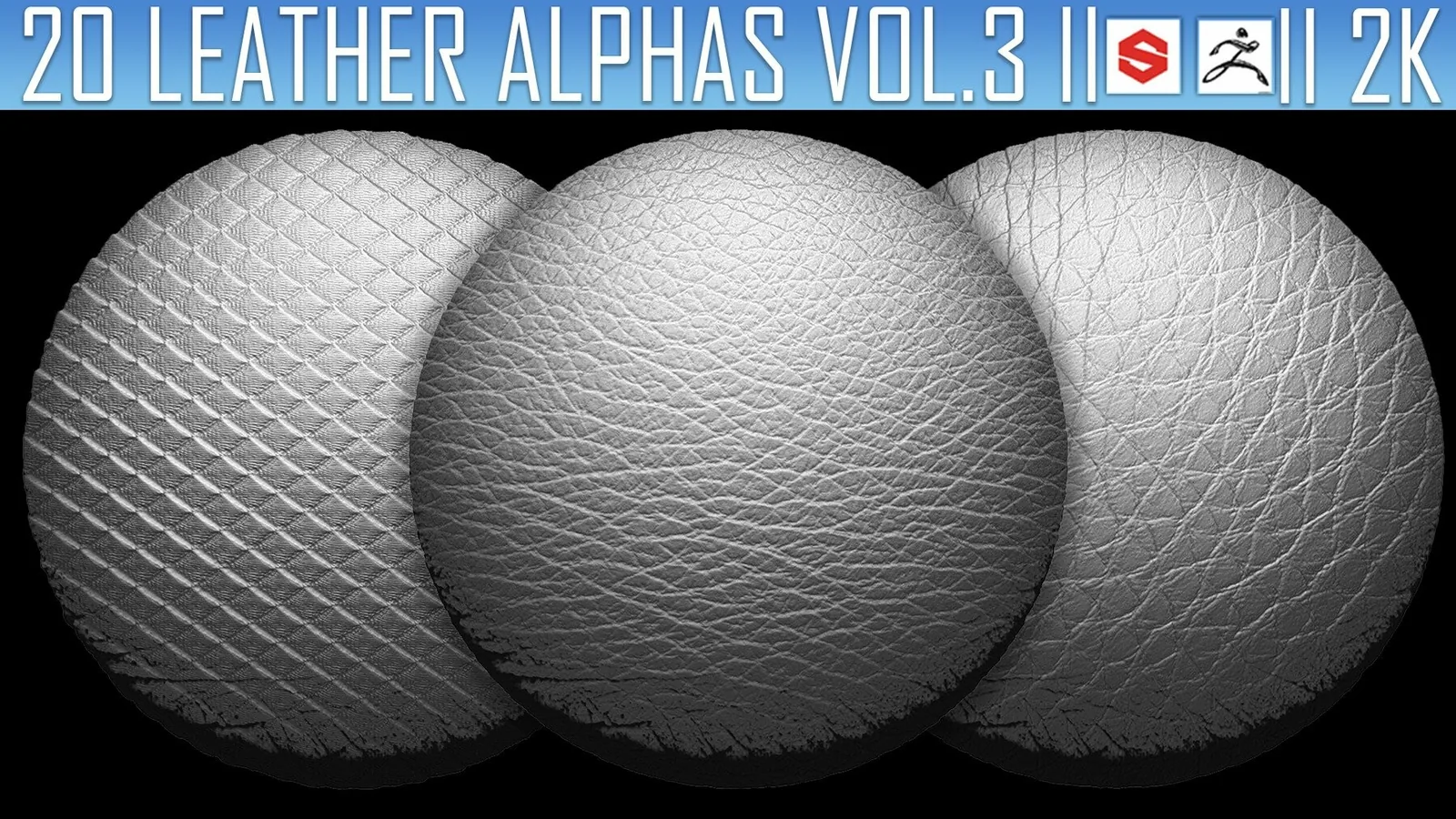 20 Leather Alphas Vol.3 (ZBrush, Substance, 2K) preview 3