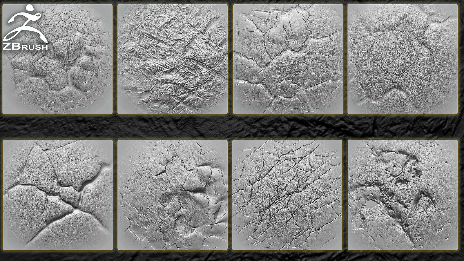 30 Cracked Alphas Vol.1 (ZBrush, Substance, 2K) preview 1