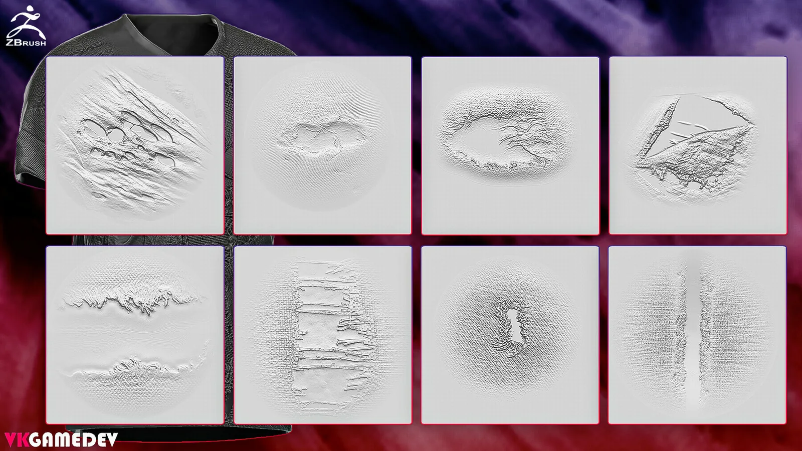 ZBrush Torn Fabric Alphas vol.2 preview 2